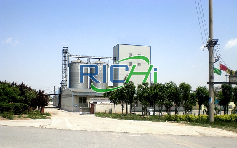 10-15TPH chicken mash feed and pellet feed production line with silo storage system in Uzbekistan