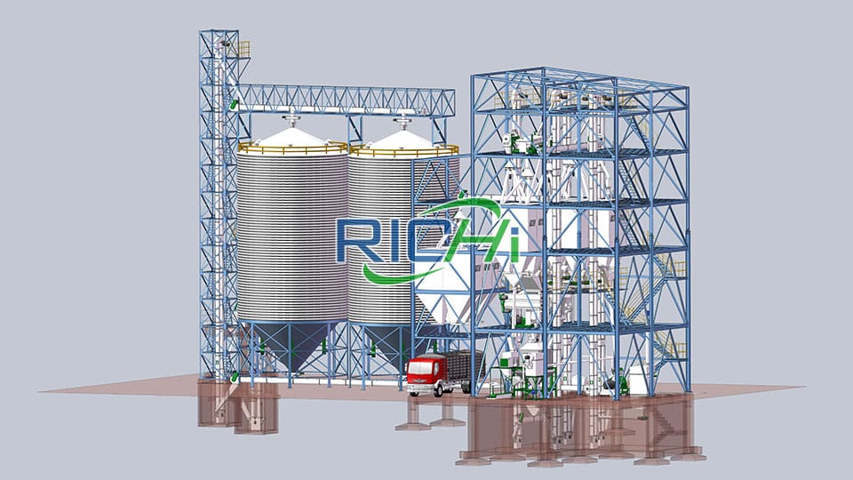 5T / H creveți extrudate Feed Pellet Linia de producție în Henan Layout